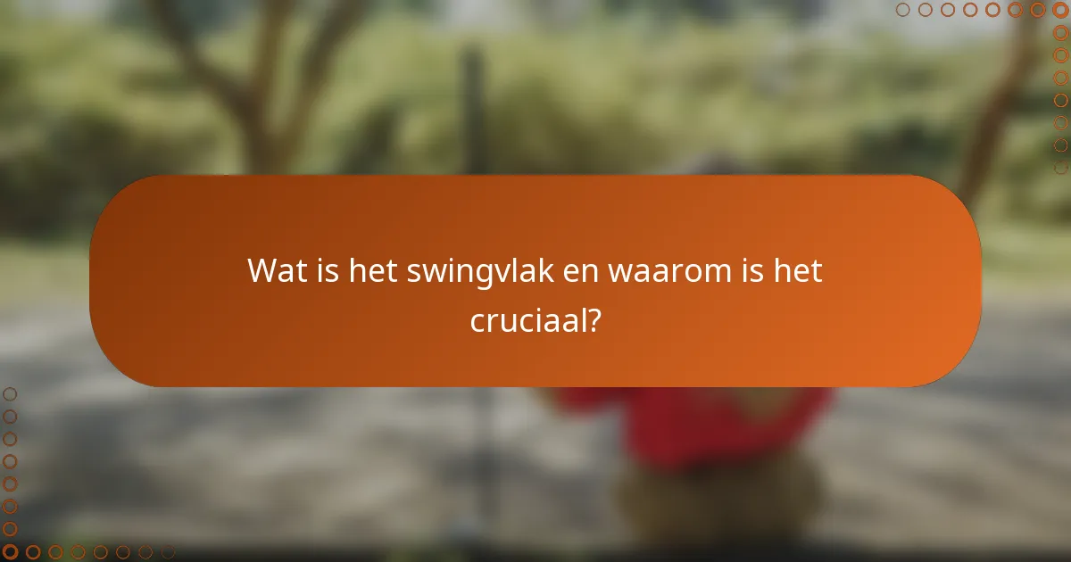 Wat is het swingvlak en waarom is het cruciaal?