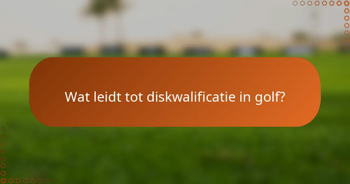 Wat leidt tot diskwalificatie in golf?
