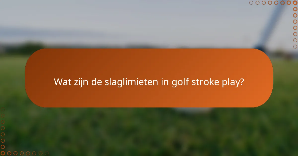 Wat zijn de slaglimieten in golf stroke play?